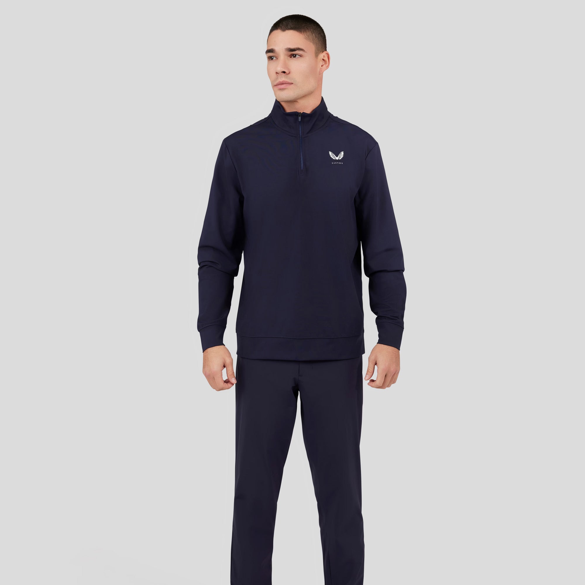 Castore Classic Zip Mock Neck Mens Golf Mid Layer Mid Night Navy